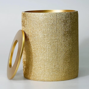 Gold Resin Trash Can: Modern Bathroom, Kitchen Waste Bin