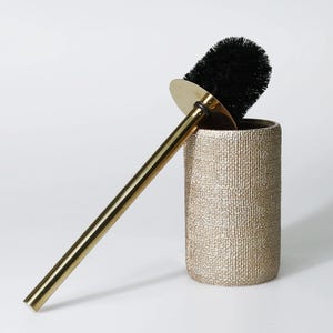 Natural Toilet Brush and Holder in Taupe Color / Resin Toilet Brushes / Express Shipping