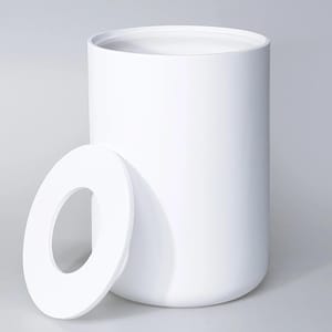 Luxe White Resin Trash Can with Hygienic Lid - Modern Bathroom, Kitchen, Office