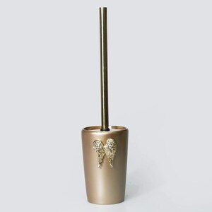 Wings Toilet Brush with Holder in Taupe and Gold Colors / Resin Holder (Express Shipping)