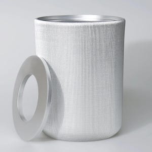 Silver Resin Trash Can with Manual Lid - Modern Bathroom, Kitchen Dustbin