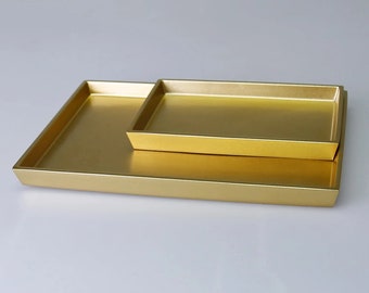 Diora Rectangle Bathroom Trays in Gold Color