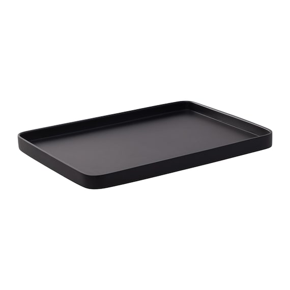 Schwarzes rechteckiges Tablett – Dekoratives Tablett für Badezimmer, Schmuck, modernes Wohnaccessoire, Geschenk