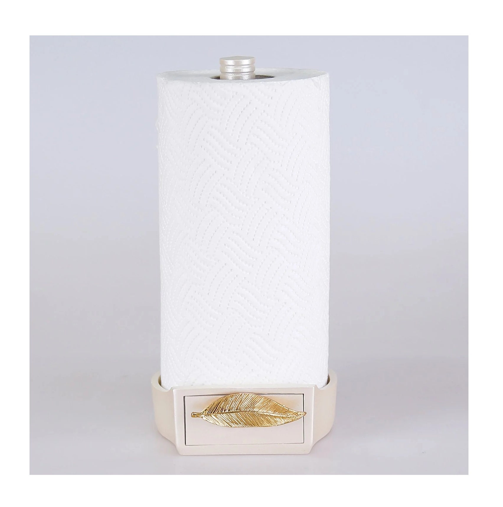 Leaf Paper Towel Holder in Taupe and Gold Colors / Napkin 