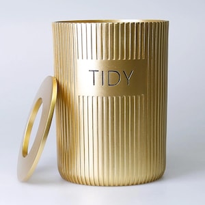 Grooved Resin Trash Can: Modern Bathroom, Kitchen Waste Bin