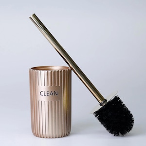 Grooved Toilet Brush and Holder in Taupe Color