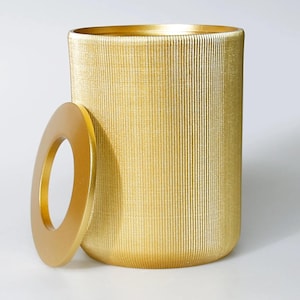 Gold Resin Trash Can with Lid: Modern Bathroom, Kitchen Dustbin