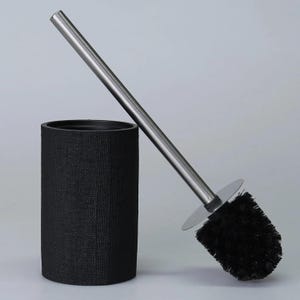 Linen Toilet Brush and Holder in Black Color / Resin Toilet Brushes / Express Shipping
