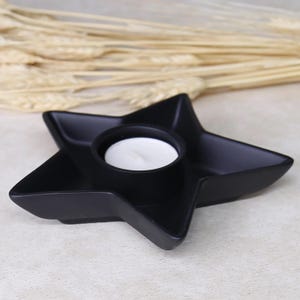 Handmade Black Resin Star Tealight Candle Holder: Elegant Home Decor