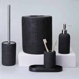Natural Collection 5 Piece Luxury Bathroom Accessories Set in Black Color
