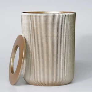 Lydia Trash Can with Manuel Lid in Taupe Color / Resin Dustbin for Bathroom, Kitchen and Home Office / Express Shipping