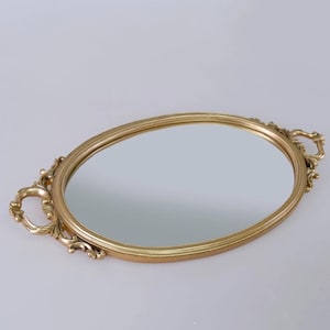 Gold Oval Mirror Tray: Decorative Vanity Tray (10x20 in)