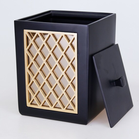 Felica Mirrored Trash Can With Lid for Bathroom Kitchen Etsy