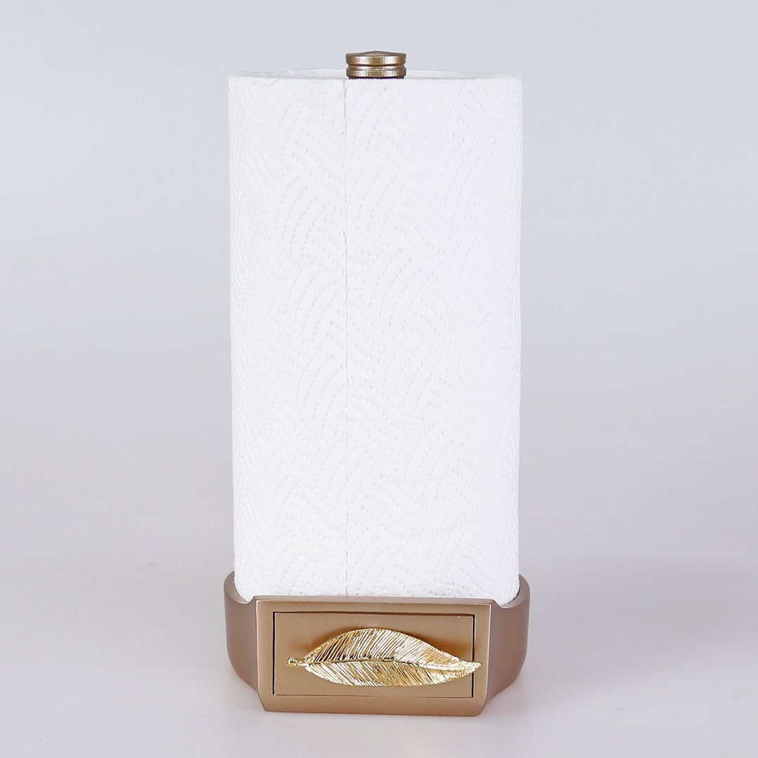 Leaf Paper Towel Holder in Taupe and Gold Colors / Napkin Etsy