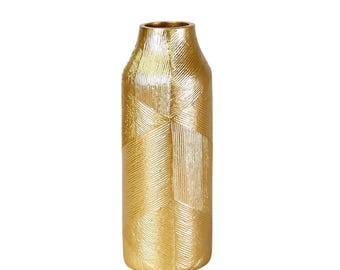 Gold Resin Short Cylinder Vase – Flower Pot – Decorative Home Accents