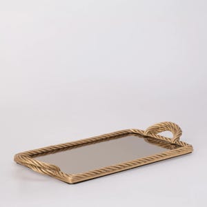 Rechthoekig spiegelblad met goudkleurig touw: wastafelblad van hars (10 x 20 inch)