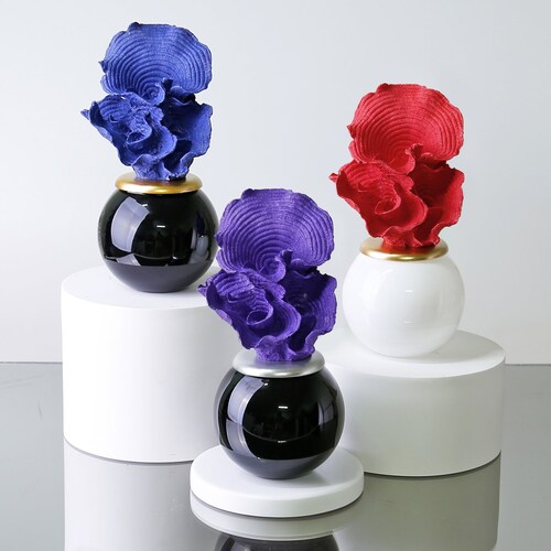 Nebula Coral Decorative Object with Glass Globe in Different shops Colors / Modern Home Decoration Items