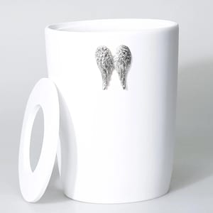 Resin Wings Trash Can: White, Black, Pearl & Taupe - Classic or Hygienic Lid