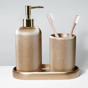 Lydia Bathroom Accessories Sets in Soap Dispenser, Toothbrush Holder and Bathroom Tray