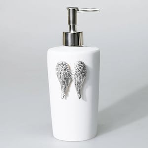 Wings Liquid Soap Dispenser with Manual Pump in White and Silver Colors