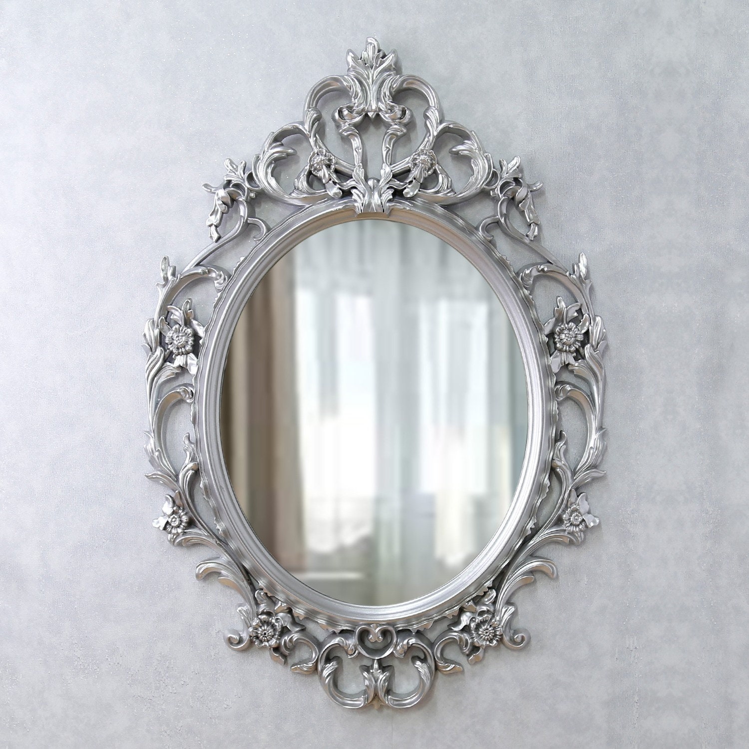 Buy Vintage Style Large Oval Wall Mirrors With Silver Black Online in India  