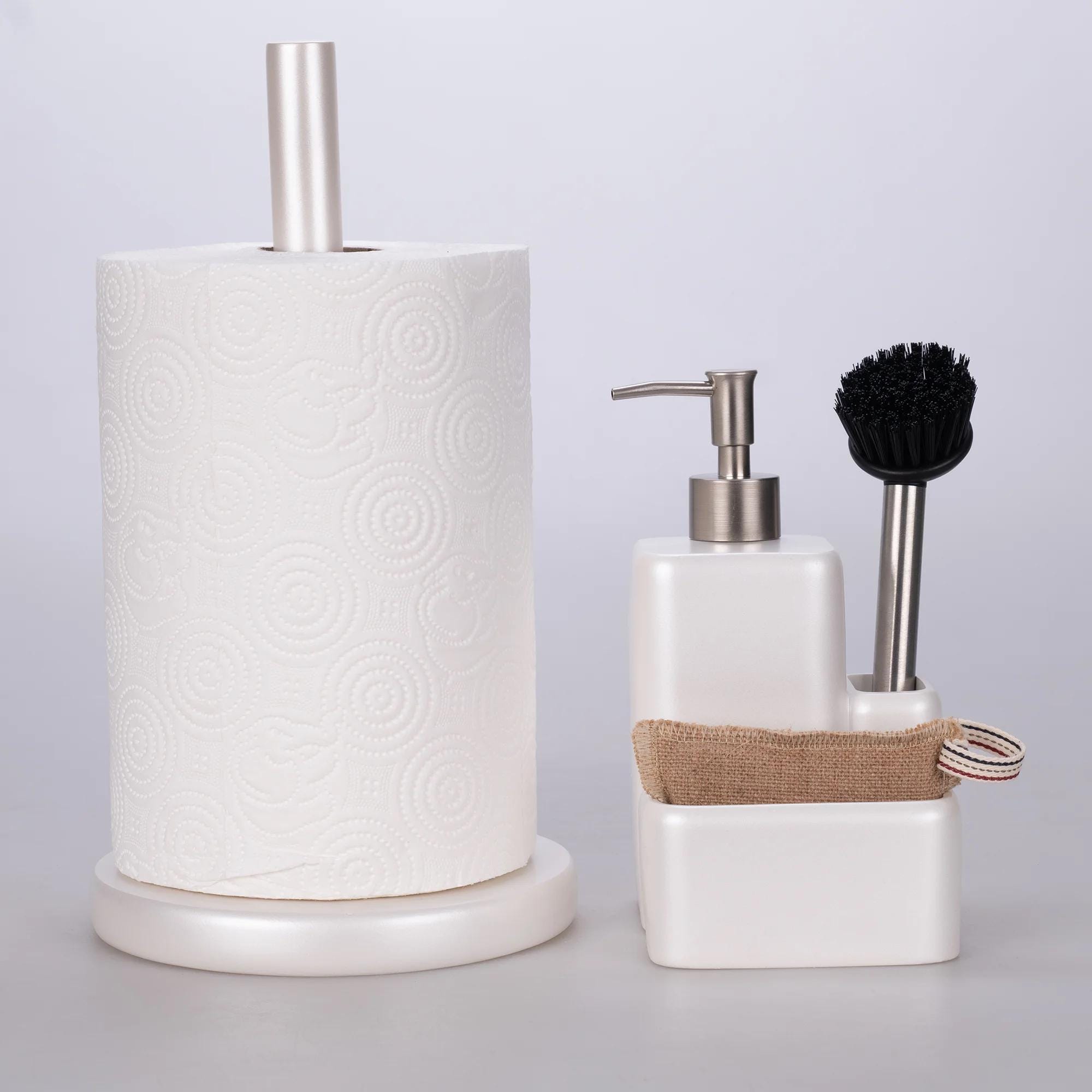 Dispenser di Sapone da Cucina con Portaspugna, Detersivo per Piatti , e Nero