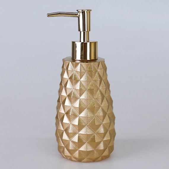 Portasapone modello piramidale in colore oro per bagno e cucina/dispenser  di sapone liquido con pompa -  Italia