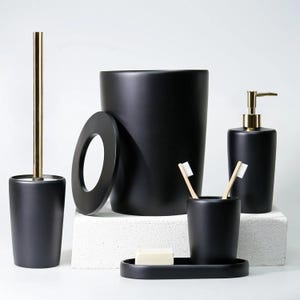 Conical Collection 5 Piece Luxury Bathroom Accessories Set in Black Color