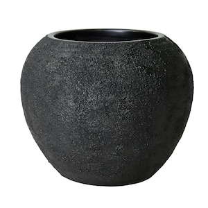 Black Textured Large Vase – Elegant Resin Home Decor – Modern Decorative Flower Pot