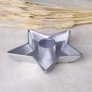 Handmade Silver Star Tealight Candle Holder: Resin Home Decor
