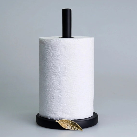 Leaf Paper Towel Holder in Black and Gold Colors 