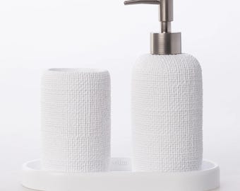 Natural Collection Luxury 3-Piece White Bathroom Accessory Set