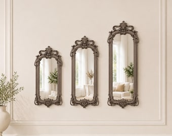 Baroque Taupe Resin Mirror, Ornate Rococo Wall Decor, Antique Style Luxury Home, Royal Collection