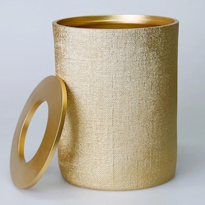 Linen Look Resin Trash Can: Modern Bathroom Waste Bin