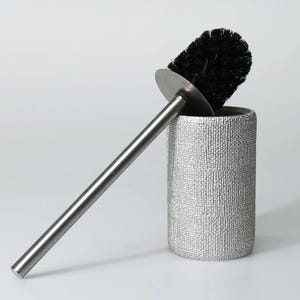 Natural Toilet Brush and Holder in Silver Color / Resin Toilet Brushes / Express Shipping