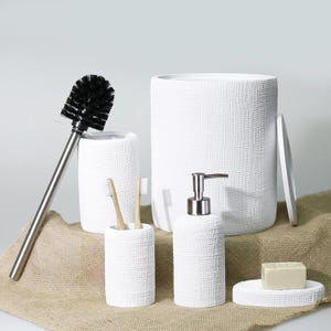 White Resin 5-Piece Bathroom Accessory Set