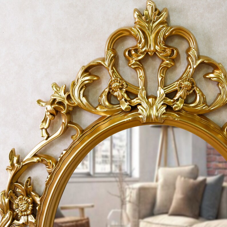 Vintage Style Large Oval Wall Mirrors With Silver Black Etsy