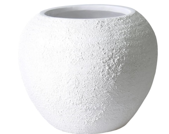White Textured Large Vase – Elegant Resin Home Decor – Modern Decorative Flower Pot