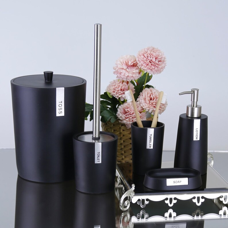 Set of 5 Bathroom Sets Toilet Brush Holder Dustbin Soap Etsy