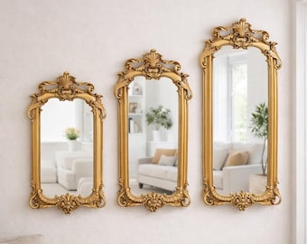 Royal Collection Gold Wall Mirrors: Vintage Resin Mirror Set of 3