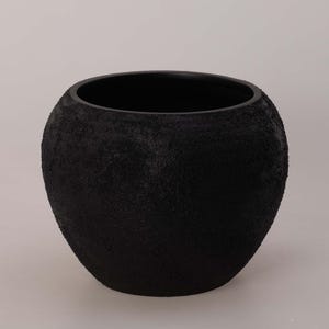 Jarrón grande negro texturizado: elegante decoración de resina para el hogar, maceta decorativa moderna