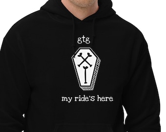 My Ride's Here Hoodie, Pastel Goth Clothing, Black Gothic Sweatshirt, Occult Sweater, Witchy Sweatshirt, Goth Emo Style, Nu Goth
