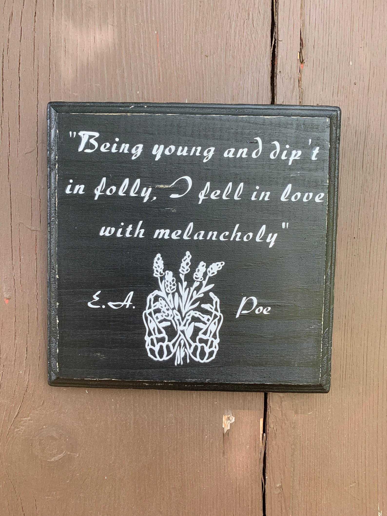 Melancholy Quote Plaque Edgar Allan Poe Goth Home Decor Etsy