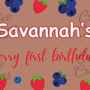 Berry First Birthday banner Template