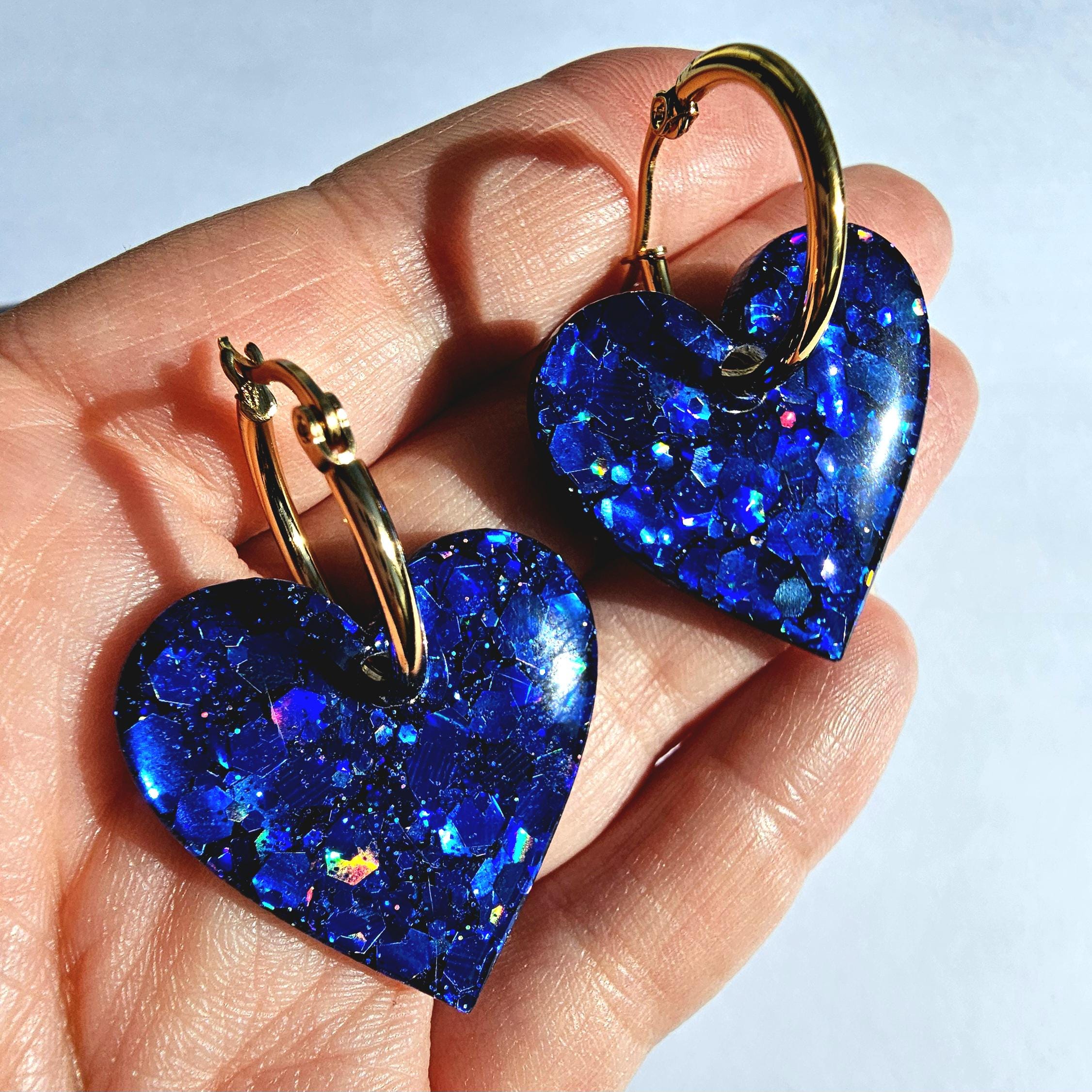 Jexxi 925 Sterling Silver Dark Navy Blue Heart Cubic Zirconia Necklace & Earring Set - Nickel Free - View #4