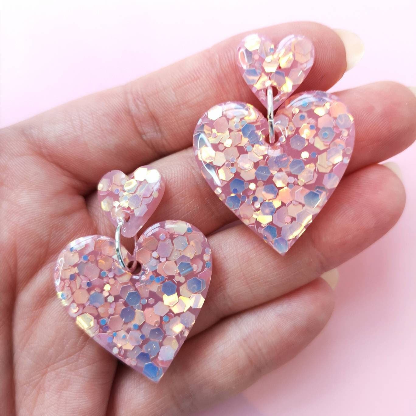 Valentines, Cascading Heart Earrings. Valentines Earrings, Heart Earrings 