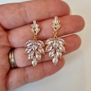 Art deco style vintage earrings // bridal gift, prom, ball, wedding accessories, cubic zirconia crystals diamond earrings, anniversary gift