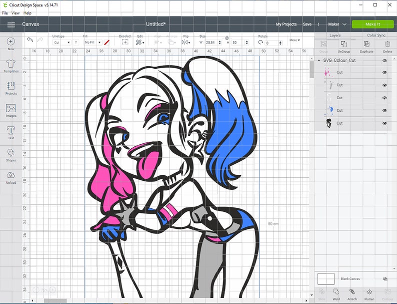 Download Harley Quinn SVG Cricut layered Laser cut engrave vector ...