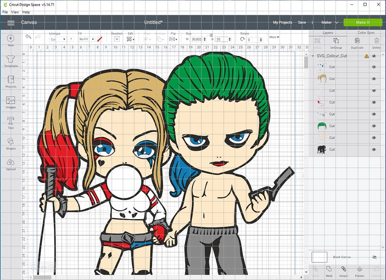 Download Joker Harley Quinn SVG Cricut layered file laser cut ...