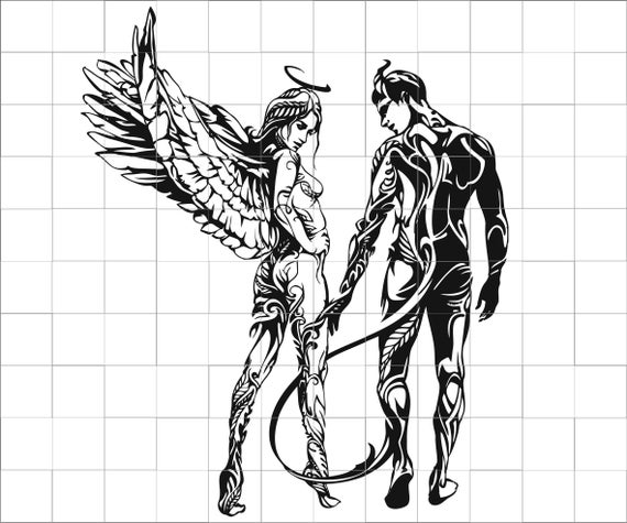 Download Demon Angel Couple in love SVG PDF EPS vector image file ...